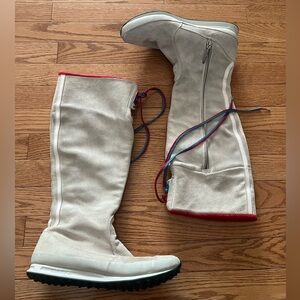 [US8]Adidas Originals AROSAHI SLEEK Flat Suede Boots Logo White Gray Rare NWOT